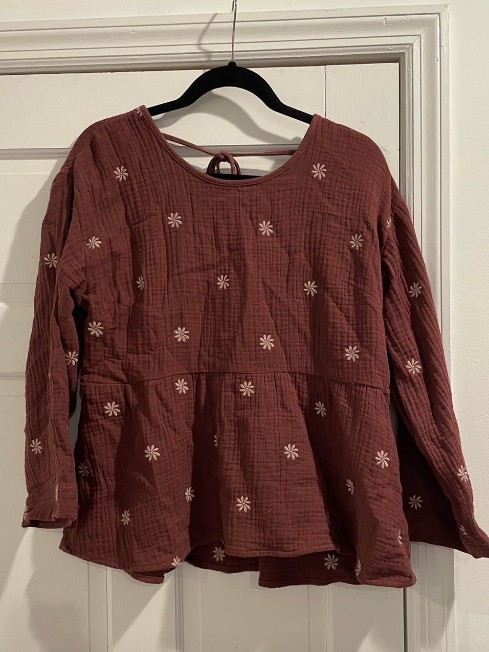 Madewell Mauve Floral Peplum Blouse - 100% Cotton Gauze